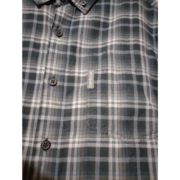 Columbia Shirt Men's Medium Gray Blue Button Front Long Sleeve - Picture 4 of 8